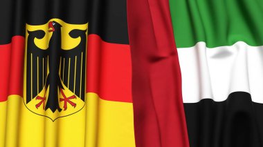 GERMANY ve BAE bayrakları gerçekçi kumaş dokusuyla