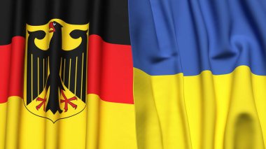 GERMANY ve UKRAINE bayrakları gerçekçi kumaş dokusuyla
