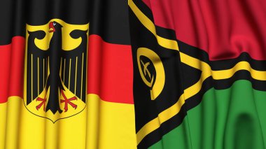 GERMANY ve VANUATU bayrakları gerçekçi kumaş dokusuyla