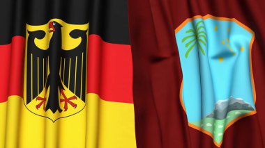 GERMANY ve Batı Hint Adaları bayrakları gerçekçi kumaş dokusuyla