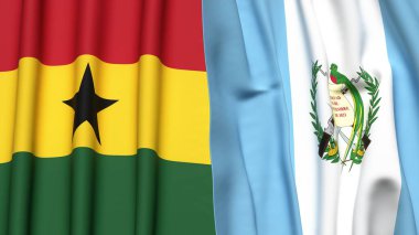Gerçek kumaş dokusuna sahip GHANA ve GUATEMALA bayrakları