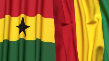 GANA ve GİNE bayrakları gerçekçi kumaş dokusuna sahip