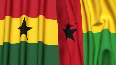 GANA ve GİNEA-BISSAU bayrakları gerçekçi kumaş dokusuyla