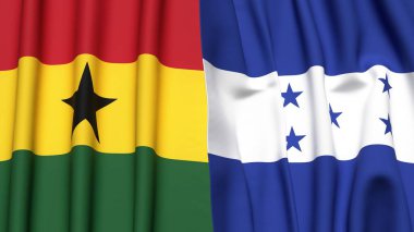 Gerçek kumaş dokusuna sahip GHANA ve HONDURAS bayrakları