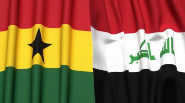 Gerçek kumaş dokusuna sahip GHANA ve IRAQ bayrakları