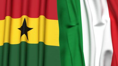 GANA ve İTALYA bayrakları gerçekçi kumaş dokusuyla