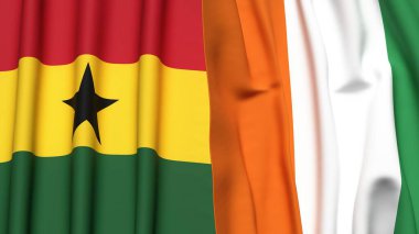 GANA Bayrakları ve gerçekçi kumaş dokusuna sahip IVORY Kıyı