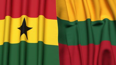 Gerçek kumaş dokusuna sahip GHANA ve LITHUANIA bayrakları
