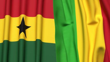 GANA ve MALI bayrakları gerçekçi kumaş dokusuyla