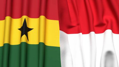 Gerçek kumaş dokusuna sahip GHANA ve Monako bayrakları