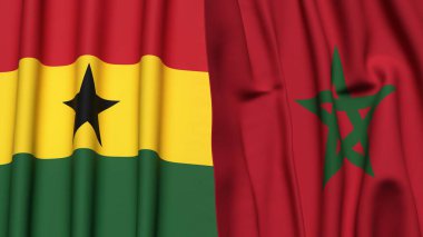 Gerçek kumaş dokusuna sahip GHANA ve MoroCCO bayrakları