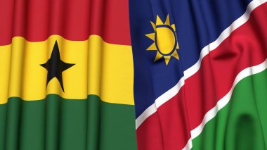 Gerçek kumaş dokusuna sahip GHANA ve NAMIBIA bayrakları