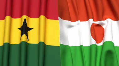 Gerçek kumaş dokusuna sahip GHANA ve NIGER bayrakları
