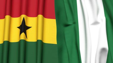 Gerçek kumaş dokusuna sahip GHANA ve NIGERIA bayrakları