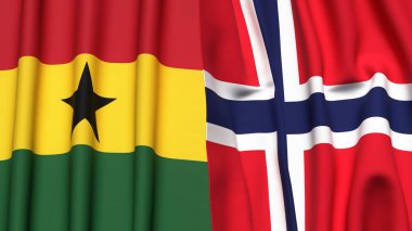 Gerçek kumaş desenli GHANA ve NORWay bayrakları