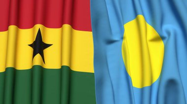 Gerçek kumaş desenli GHANA ve PALAU bayrakları