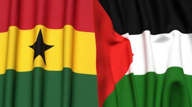 Gerçekçi kumaşlı GHANA ve Filistin 4k bayrakları