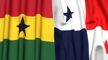 Gerçek kumaş dokusuna sahip GHANA ve Panama bayrakları