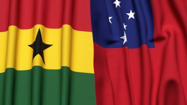 GANA ve SAMOA bayrakları gerçekçi kumaş dokusuyla
