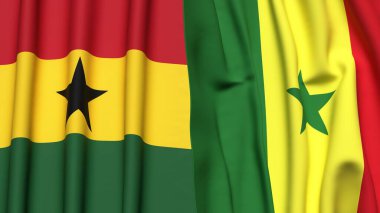 GANA ve SENeGAL bayrakları gerçekçi kumaş dokusuyla