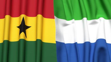 Gerçek kumaş dokusuna sahip GHANA ve SIERRA LEONE bayrakları