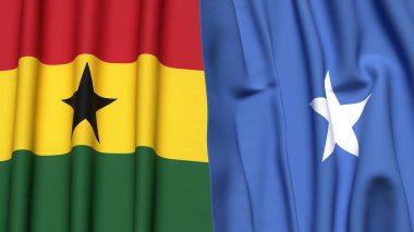 GANA ve SOMALYA bayrakları gerçekçi kumaş dokusuyla