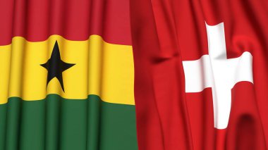 Gerçekçi kumaş dokusuna sahip GHANA ve SWitness ZERLAND bayrakları