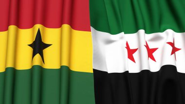 Gerçek kumaş dokusuna sahip GHANA ve SYRIA bayrakları