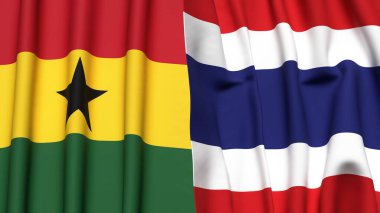 GANA ve THAILAND bayrakları gerçekçi kumaş dokusuyla