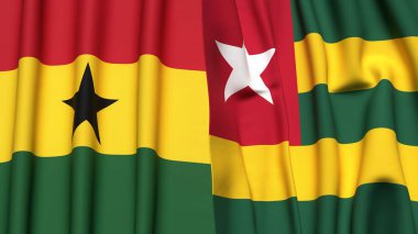 GANA ve TOGO bayrakları gerçekçi kumaş dokusuyla