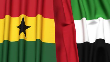 Gerçek kumaş desenli GHANA ve BAE bayrakları