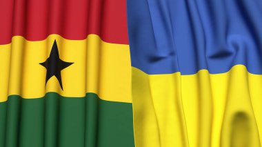 Gerçek kumaş dokusuna sahip GHANA ve UKRAINE bayrakları