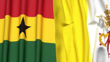 GANA ve VATİKAN bayrakları gerçekçi kumaş dokusuna sahip