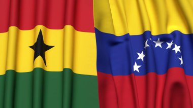 GANA ve Venezuela bayrakları gerçekçi kumaş dokusuyla