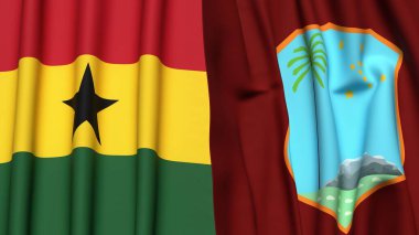 Gerçek kumaş desenli GANA ve Batı Hint Adaları bayrakları