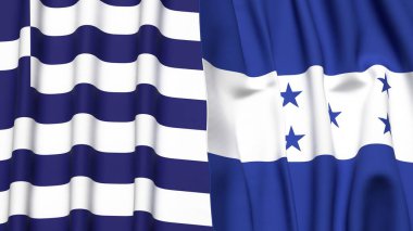 GREECE ve HONDURAS bayrakları gerçekçi kumaş dokusuyla