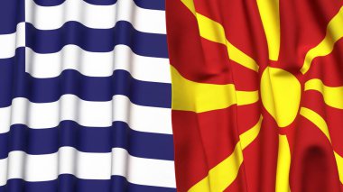 Gerçekçi kumaş dokusuna sahip GREECE ve MACEDONIA bayrakları