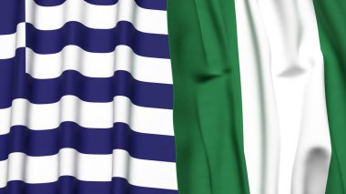 GREECE ve NIGERIA bayrakları gerçekçi kumaş dokusuyla