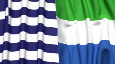 GREECE ve SIERRA LEONE bayrakları gerçekçi kumaş dokusuyla