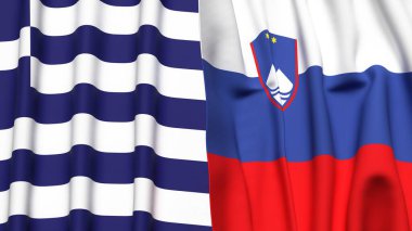 GREECE ve SLOVENIA bayrakları gerçekçi kumaş dokusuna sahip