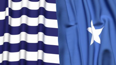 GREECE ve SOMALYA bayrakları gerçekçi kumaş dokusuna sahip