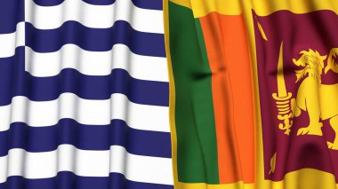 GREECE ve SRI LANKA bayrakları gerçekçi kumaş dokusuna sahip