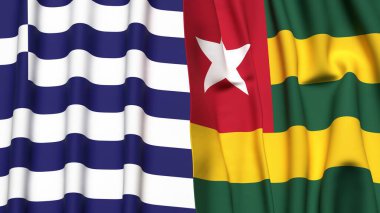 GREECE ve TOGO bayrakları gerçekçi kumaş dokusuyla