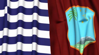 GREECE ve Batı Hint Adaları bayrakları gerçekçi kumaş dokusuyla