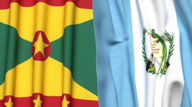 GRENADA ve GUATEMALA bayrakları gerçekçi kumaş dokusuyla