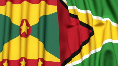 GRENADA ve GUYANA bayrakları gerçekçi kumaş dokusuyla