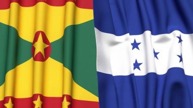 GRENADA ve HONDURAS bayrakları gerçekçi kumaş dokusuyla