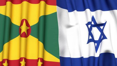 GRENADA ve İsrail bayrakları gerçekçi kumaş dokusuyla