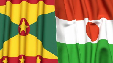 GRENADA ve NIGER bayrakları gerçekçi kumaş dokusuyla