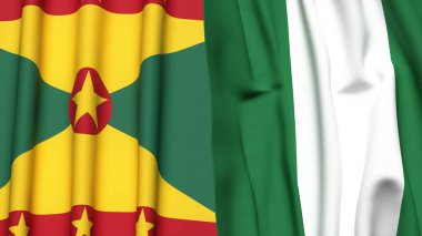 GRENADA ve NIGERIA bayrakları gerçekçi kumaş dokusuyla